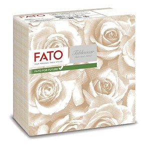 [88402600] - Fato Airlaid szalvéta 40x40cm Rózsa mintás pezsgő színű 50 lapos