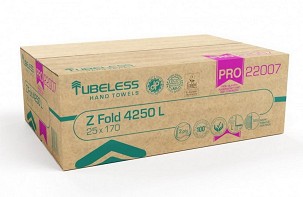 [TUB22007] - Tubeless Z Hajtogatott kéztörlő 2 rétegű, 100% cellulóz, 20,3x24cm, 25x170 lap 4250 lap/karton