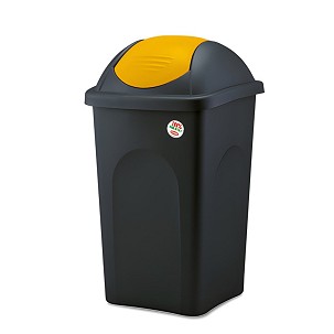 [70203] - Multipat billenőfedeles szemetes kuka, műanyag, sárga billenő fedővel, 60L