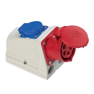 [282-551] - Commel CEE Industrie-Wandsteckdose IEC 309 + "Schuko"-Steckdose 16 A 250/400 V ~ IP44