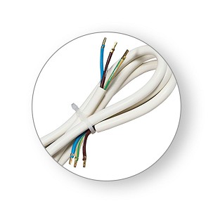 [com0603] - Commel csatlakozó kábel tűzhelyhez 250 V ~ 5000 W, Fehér 3G2,5 / 1,5 m