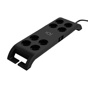 [380-110] - Commel elosztó, túlfeszültség elleni védelemmel, 8 aljzat és 2 db USB csatlakozóval, 2m, fekete, 16A, 3680W