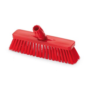 [1038RM] - Igeax élelmiszeripari tolóseprű, partvis fej, 30 cm, 0,5mm közepes sörtével, piros