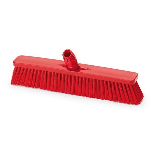 [1009RS] - Igeax élelmiszeripari tolóseprű, partvis fej, 45cm, 0,3mm puha sörtével, piros