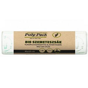 [SZEMKUK213503] - Kukoricakeményítő alapú (EN13432) PLA zsák 800x1250x0,03mm, 135L, 5 darab/tekercs