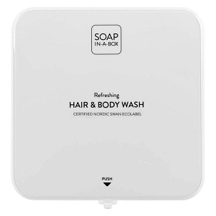 [41533] - Soap-In-A-Box Dusch- und Shampoo-Spender glänzend weiß, Vorderseite