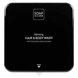 [41537] - Soap-In-A-Box fényes fekete tusfürdő és sampon adagoló, előlap
