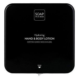 [41481] - Soap-In-A-Box fényes fekete kéz- és testápoló adagoló, előlap