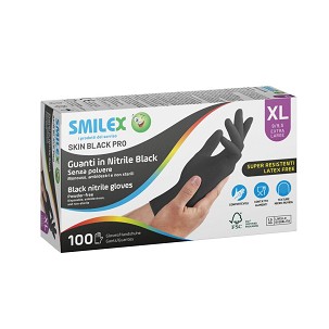 [SM-GUN119XL] - Berica Smilex Skin Black egyszerhasználatos nitril fekete vizsgálókesztyű XL, 100 db / doboz