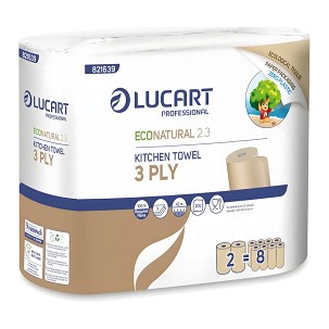 [821639J] - Lucart EcoNatural 2.3 környezetbarát papírtörlő - 3 rétegű, 2 tekercs