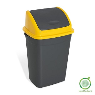 [UP011PS] - Planet Billenőfedeles szemetes kuka, műanyag, antracit/sárga, 50 L