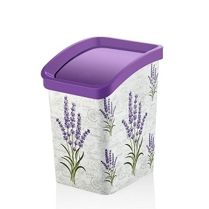 [D082X118] - Kunststoff-Abfalleimer Smart Click mit Schwingdeckel, Lavendel gemustert 12L