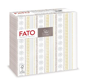 [82976500] - Fato Sztár karácsonyi szalvéta Ribbon Silver 2 rétegű 38x38cm 40 szál/csomag