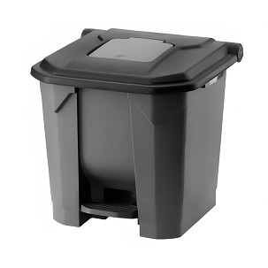 [UP225F] - Planet Mülltrennbehälter, Kunststoff, mit Pedal, anthrazit/schwarz, 30L