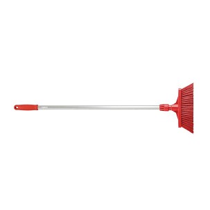 [1020RM] - Igeax élelmiszeripari seprű, partvis, 28cm széles, 80cm nyéllel, piros, billenő szemetes lapáthoz