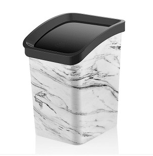 [D082X128] - Kunststoff-Abfalleimer Smart Click mit Schwingdeckel, Marmormuster 12L