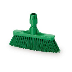[1021GM] - Igeax élelmiszeripari seprű, partvis fej, 28cm, billenő szemetes lapáthoz, 0,5mm közepes sörtével, zöld