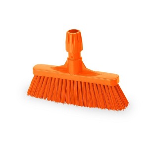 [1021OM] - Igeax élelmiszeripari seprű, partvis fej, 28cm, billenő szemetes lapáthoz, 0,5mm közepes sörtével, narancs