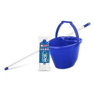 [B330K] - Bonus Felmosó szett-vödör KÉK 11L csavaró kosár, felmosó nyél 120cm Softmop 160gr
