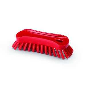 [1002RT] - Igeax ergonomische Handbürste für die Lebensmittelindustrie, rot, mit 0,75mm harten Borsten