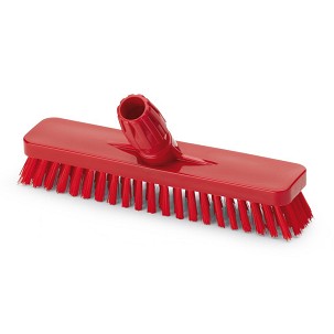 [1016RM] - Igeax élelmiszeripari padlósúrolókefe 30cm széles piros, 0,5mm közepes sörtével