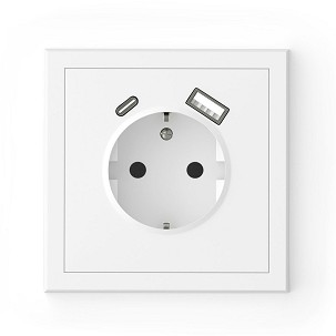 [COM043-519] - Commel Adria Schuko csatlakozóaljzat dugalj + USB A, C süllyesztett fehér