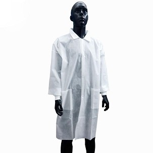 [VKP42XXL-881] - Látogató köpeny egyszerhasználatos PP patentos fehér 115x80cm, 42g, XXL