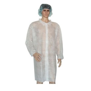 [VKC42L-812] - Látogató köpeny egyszerhasználatos PP zipzáros fehér 100x70cm, 42g, L