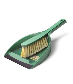 [953-N] - Fass Natural Green szemeteslapát kézi seprűvel, gumi éllel