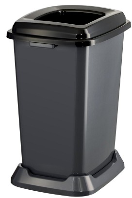 [UP900BL] - Planet Szelektív hulladékgyűjtő konténer, műanyag, nyitott fedeles, fekete, 50L