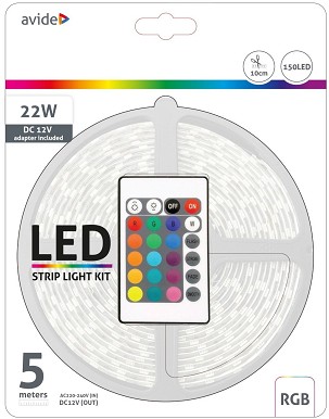 [ABLSBL12V5050-30RGB65] - Avide LED Szalag Bliszter 12V 7.2W SMD5050 30LED RGB IP65 5m