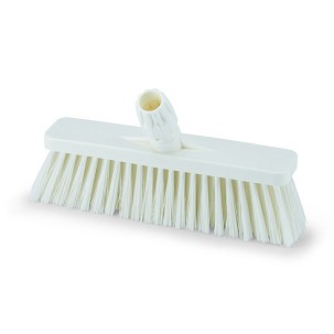 [1038WT] - Igeax Lebensmittel-Schiebebesen, Schrubberkopf, 30 cm, mit 0,75mm harten Borsten, weiß