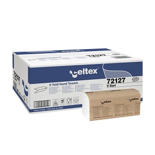 [72127] - Celtex V Dart hajtogatott kéztörlő cellulóz, 2 réteg, 21,5x21cm, 15x200lap (3000 lap)
