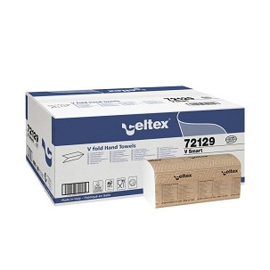 [72129] - Celtex V Smart hajtogatott kéztörlő, cellulóz, 2 réteg, 25x21cm, 15x200 lap (3000 lap/karton)