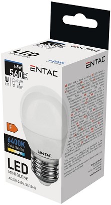 [LLMG27-6-5W-CW] - Entac LED Mini Globe E27 6,5W CW 6400K
