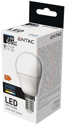 [LLMG14-6-5W-CW] - Entac LED Mini Globe E14 6,5W CW 6400K