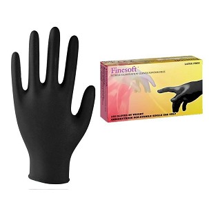 [FINESOFT-L] - Finesoft Nitril vizsgálókesztyű, púdermentes, fekete "L" 100 db/doboz