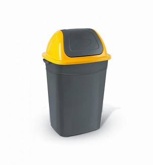 [UP013S] - Planet Billenőfedeles szemetes kuka, butterfly, műanyag, antracit-sárga, 50 L