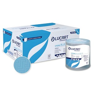 [861058E] - Lucart Strong Blue 155 ID Műanyag dudás tekercses kéztörlő - 2 rétegű, kék, 155m (Karton - 6 tek)
