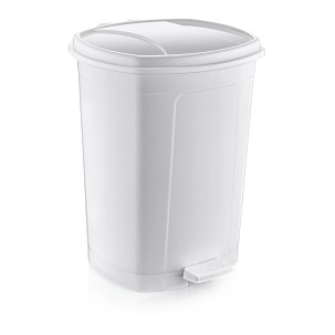 [D095X24] - Műanyag pedálos szemetes, fehér 50L