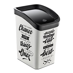 [D092X137] - Mülleimer aus Kunststoff mit Smart-Click-Kippdeckel, weiß/schwarz gemustert mit Aufschrift GOGO 23L