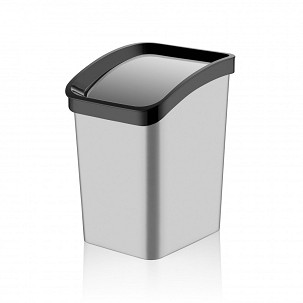 [D093X13] - Műanyag Smart Click billenőfedeles szemetes, ezüst/fekete 23L