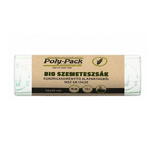 [SZEMKUK212773] - Kukoricakeményítő alapú (EN13432) PLA zsák 450x450x0,018mm, 10L, 10 darab/tekercs