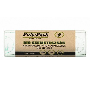[SZEMKUK212759] - Kukoricakeményítő alapú (EN13432) PLA zsák 600x750x0,025mm, 60L, 10 darab/tekercs