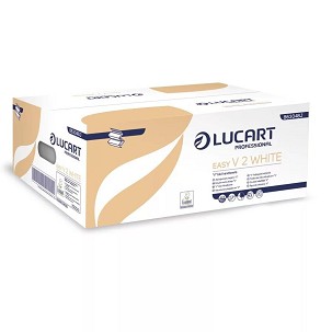 [863048] - Lucart Easy V hajtogatott kéztörlő 2 rétegű fehér, 20x190lap/karton 40karton/raklap