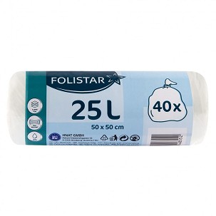 [FS2540] - Folistar HNAT szemeteszsák fehér/átlátszó 50x50cm 25L HDPE 40 db/tekercs