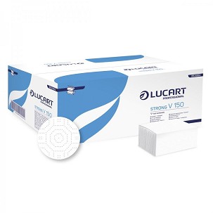 [863060] - Lucart Strong V 150 hajtogatott kéztörlő 2 rétegű (25 cmx23 cm) cellulóz 20x150 lap / karton