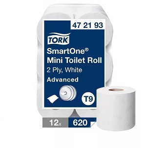 [472193] - Tork toalettpapír T9 SmartOne mini Advanced 2r., fehér, 620 lap/tek, 12 tek