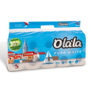 [OLALAPWTP3] - Olala Pure White kistekercses toalettpapír 3 rétegű fehér 10 tekercses, 8 csomag/zsák