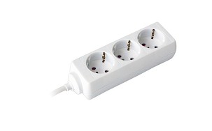 [COM-0804] - Commel elosztó, hosszabbító 3-as, érintésvédelemmel, fehér, 3m, 16A, 3500W